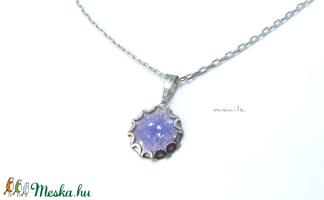 Levendulakék tűzzománc nyaklánc - ékszer - nyaklánc - medálos nyaklánc - Meska.hu