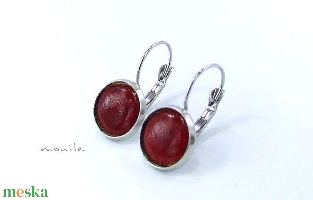 Mélypiros tűzzománc fülbevaló - ékszer - fülbevaló - lógó fülbevaló - Meska.hu