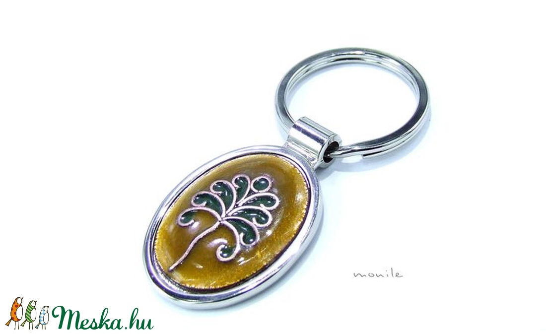 Életfa tűzzománc kulcstartó (mustársárga-zöld) - táska & tok - kulcstartó & táskadísz - kulcstartó - Meska.hu