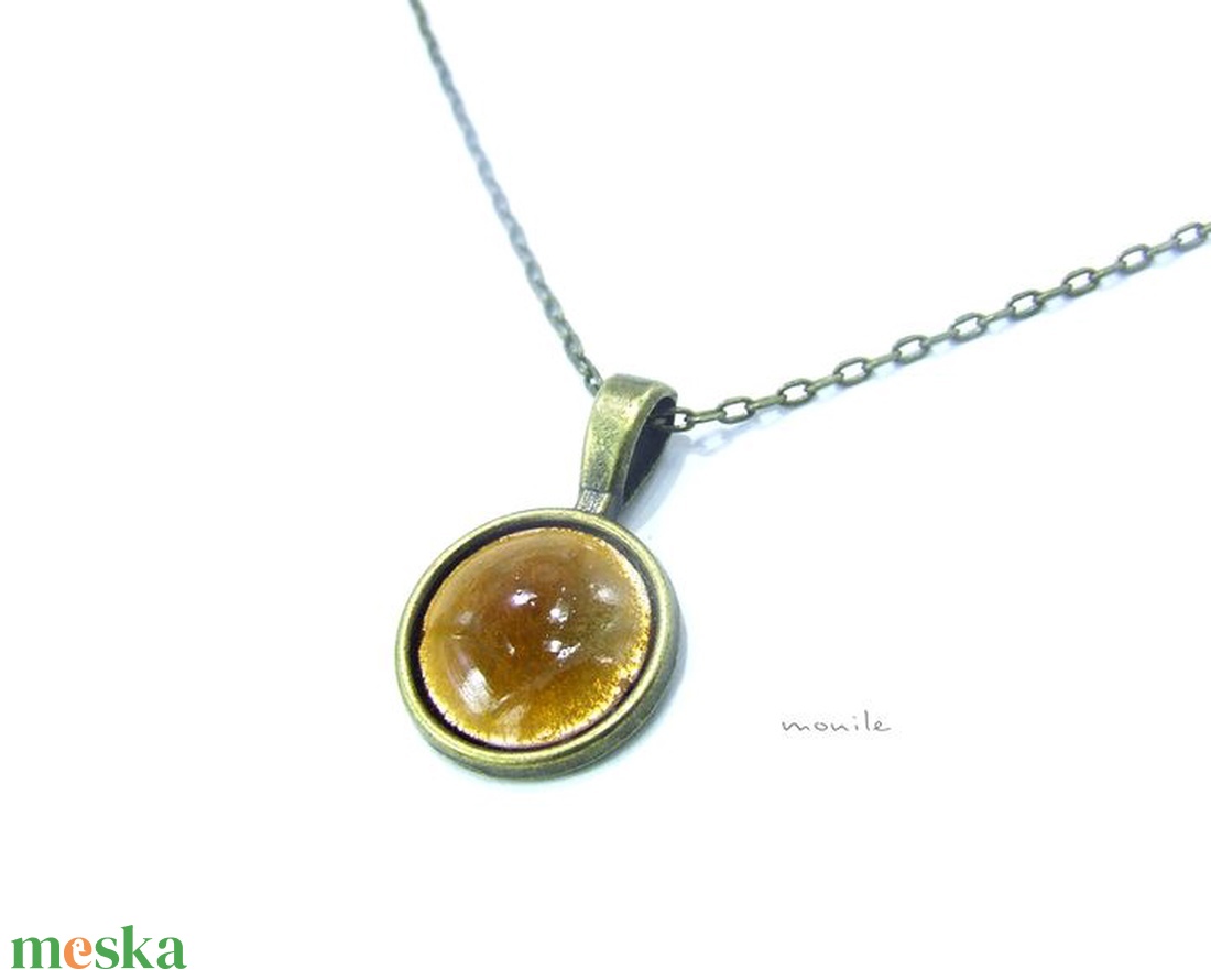 Kis mustársárga tűzzománc nyaklánc - ékszer - nyaklánc - medálos nyaklánc - Meska.hu