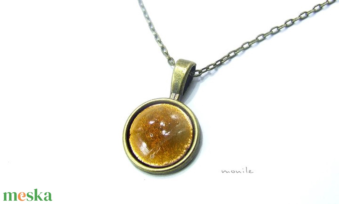 Kis mustársárga tűzzománc nyaklánc - ékszer - nyaklánc - medálos nyaklánc - Meska.hu