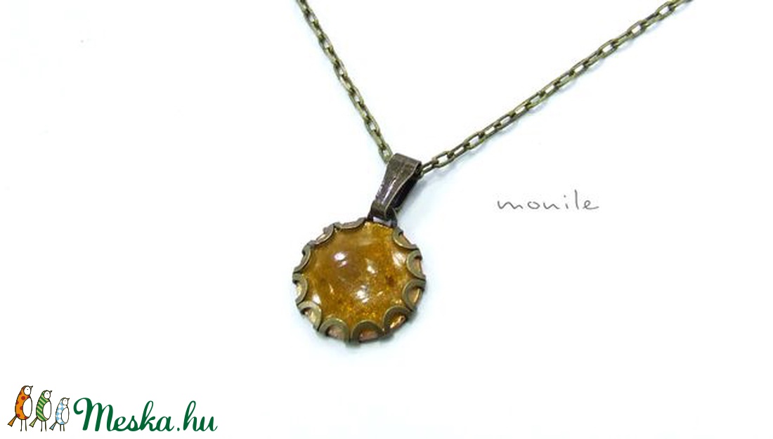 Mustársárga tűzzománc nyaklánc - ékszer - nyaklánc - medálos nyaklánc - Meska.hu