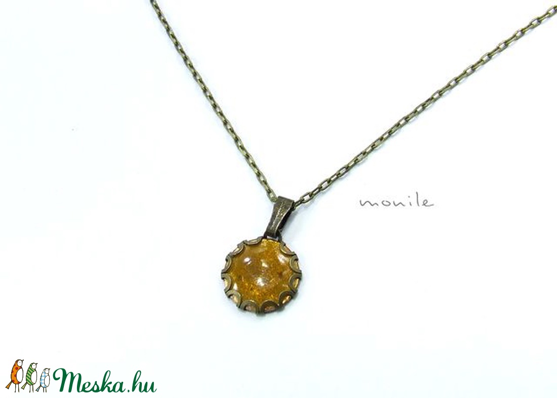 Mustársárga tűzzománc nyaklánc - ékszer - nyaklánc - medálos nyaklánc - Meska.hu