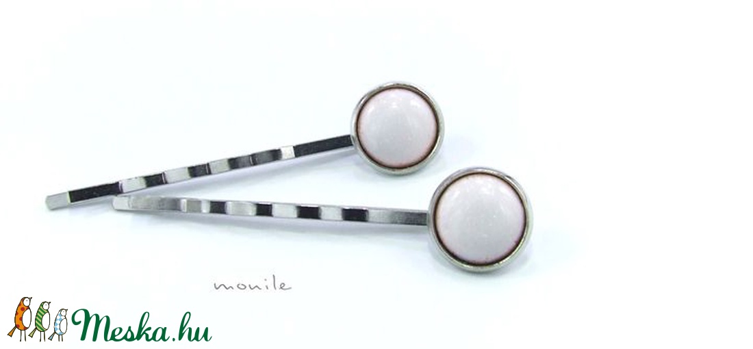 Hófehér tűzzománc hajcsat - ezüst - ruha & divat - hajdísz & hajcsat - hajcsat & hajtű - Meska.hu