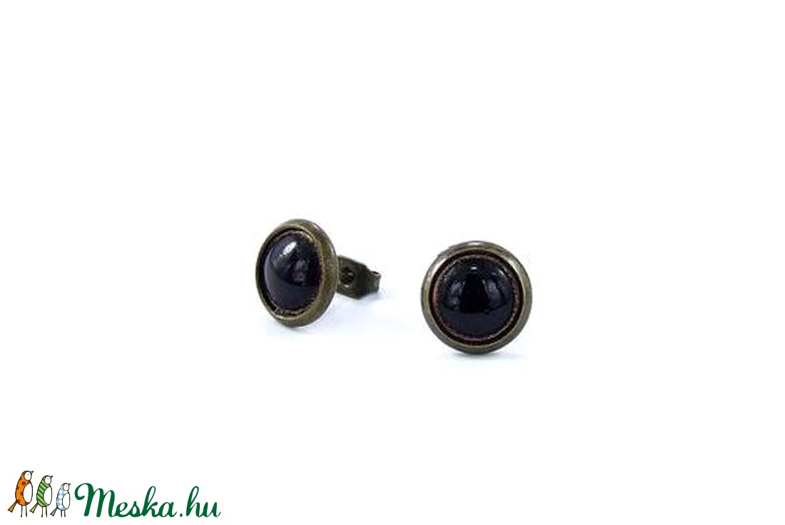 Kicsi fekete tűzzománc bedugós fülbevaló - ékszer - fülbevaló - pötty fülbevaló - Meska.hu