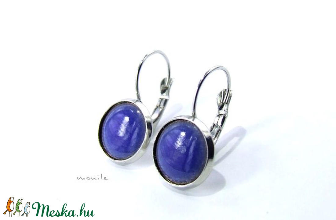 Farmerkék tűzzománc fülbevaló -  - Meska.hu