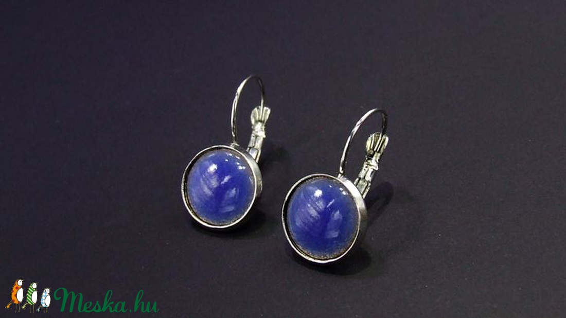 Farmerkék tűzzománc fülbevaló -  - Meska.hu