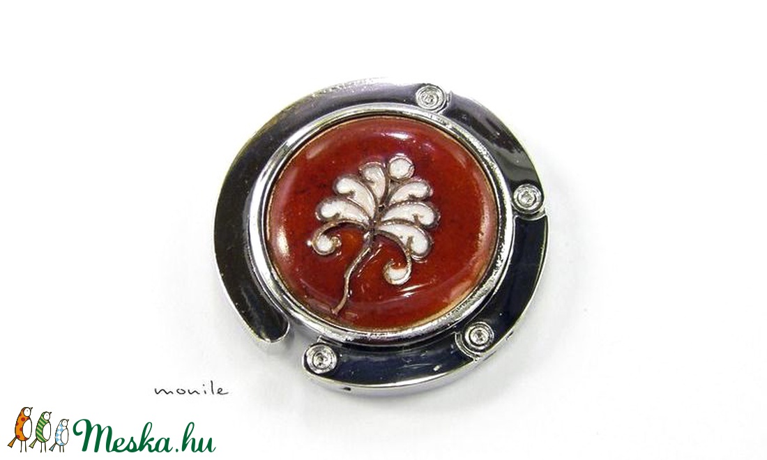 Életfa tűzzománc táskatartó, táskaakasztó (bordó-fehér) -  - Meska.hu