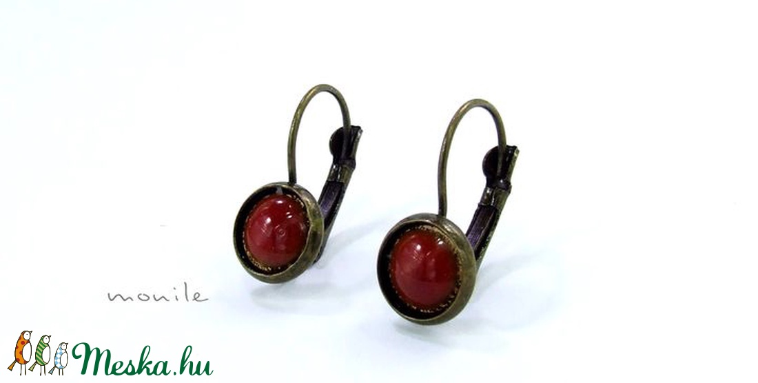 Kicsi piros tűzzománc fülbevaló -  - Meska.hu