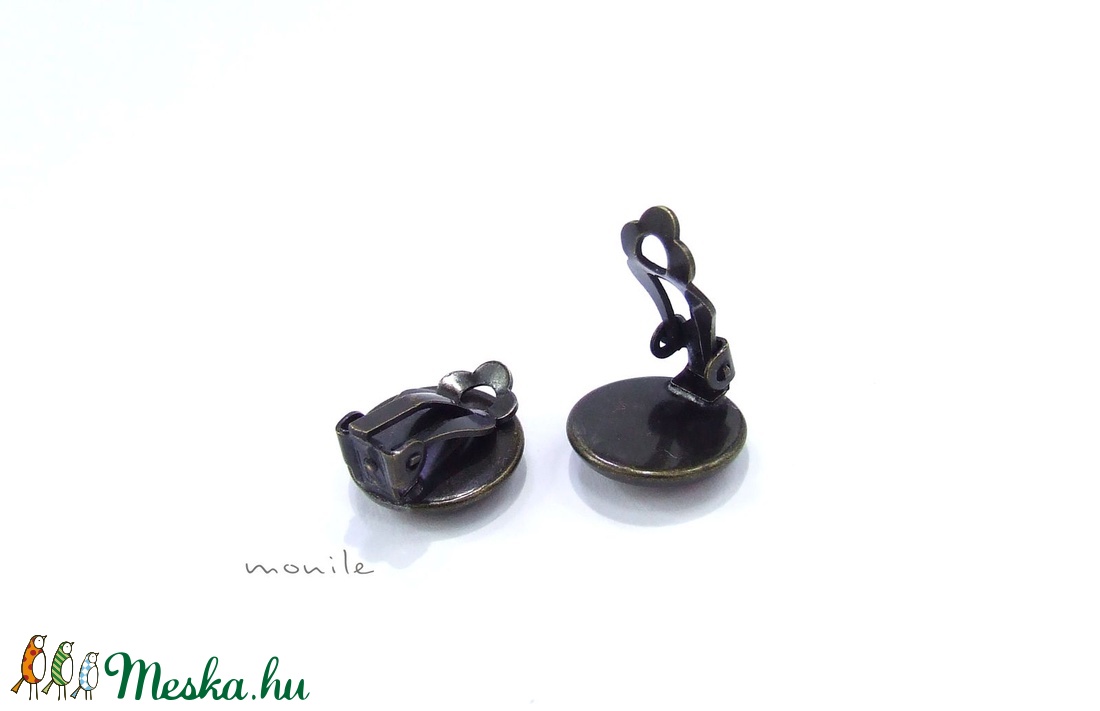 Klipsz tűzzománc fülbevaló - szíves mustársárga-zöld - ékszer - fülbevaló - pötty fülbevaló - Meska.hu