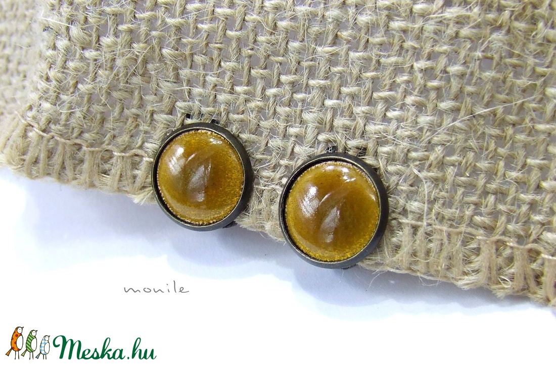 Klipsz tűzzománc fülbevaló - mustársárga - ékszer - fülbevaló - klipsz - Meska.hu