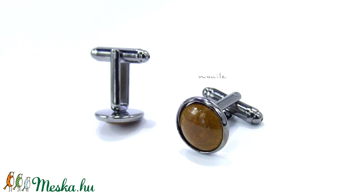 Mandzsettagomb - mustársárga tűzzománc - ékszer - mandzsettagomb - Meska.hu