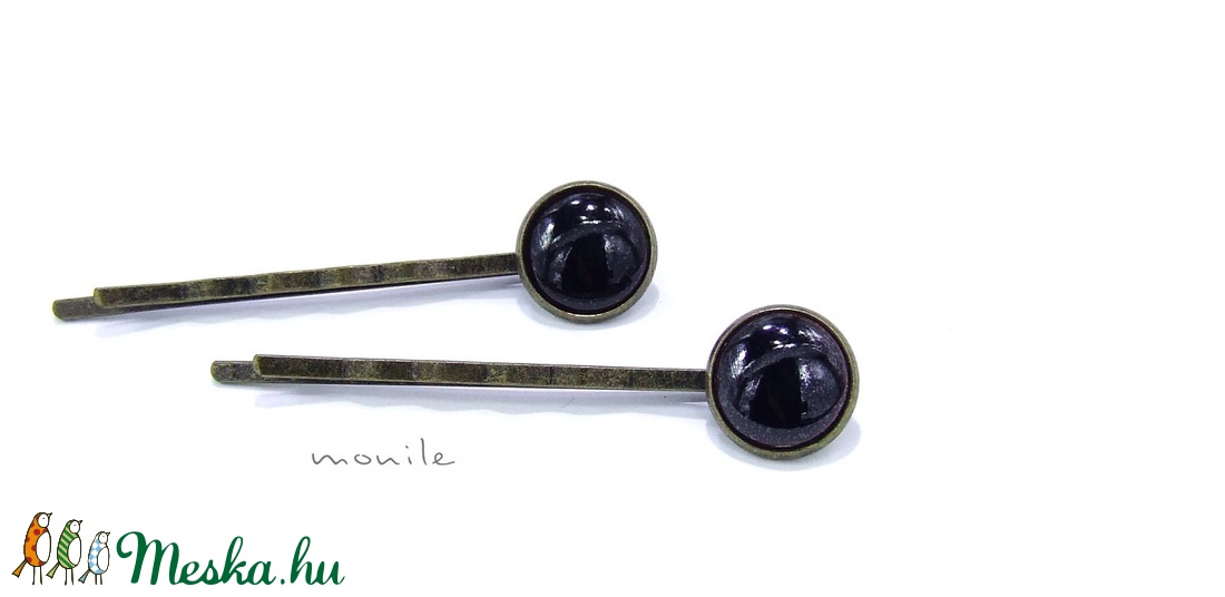 Fekete tűzzománc hajcsat - ruha & divat - hajdísz & hajcsat - hajcsat & hajtű - Meska.hu