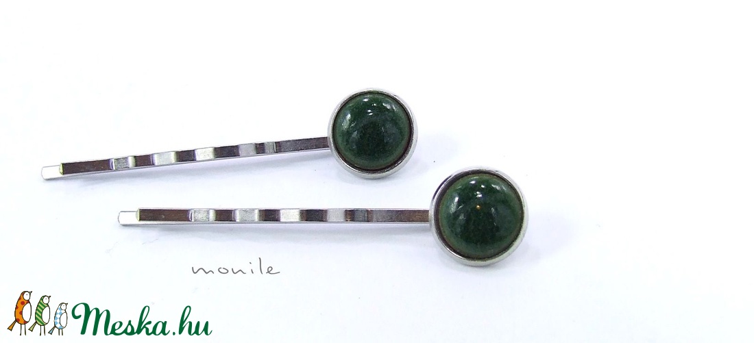 Haragoszöld tűzzománc hajcsat - ruha & divat - hajdísz & hajcsat - hajcsat & hajtű - Meska.hu