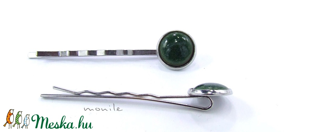 Haragoszöld tűzzománc hajcsat - ruha & divat - hajdísz & hajcsat - hajcsat & hajtű - Meska.hu