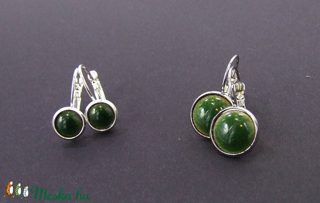 Haragoszöld tűzzománc fülbevaló -  - Meska.hu