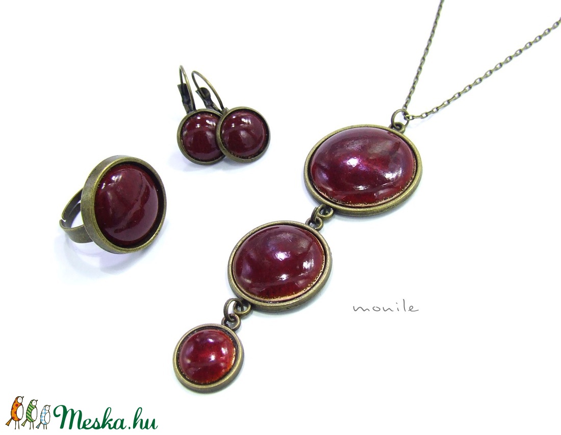 Bordó tűzzománc nyaklánc -  - Meska.hu