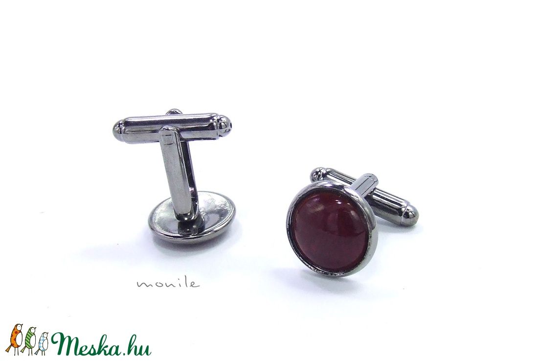 Mandzsettagomb - bordó tűzzománc -  - Meska.hu