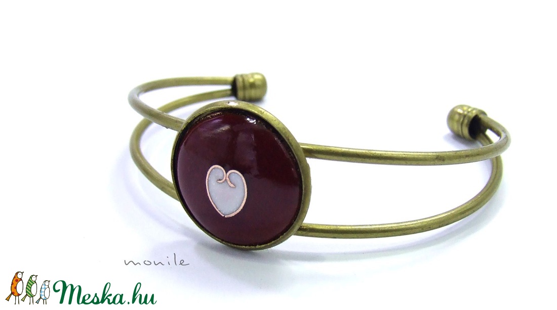 Bordó-fehér tűzzománc karperec -  - Meska.hu