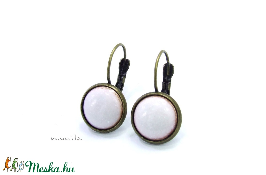 Hófehér tűzzománc fülbevaló -  - Meska.hu