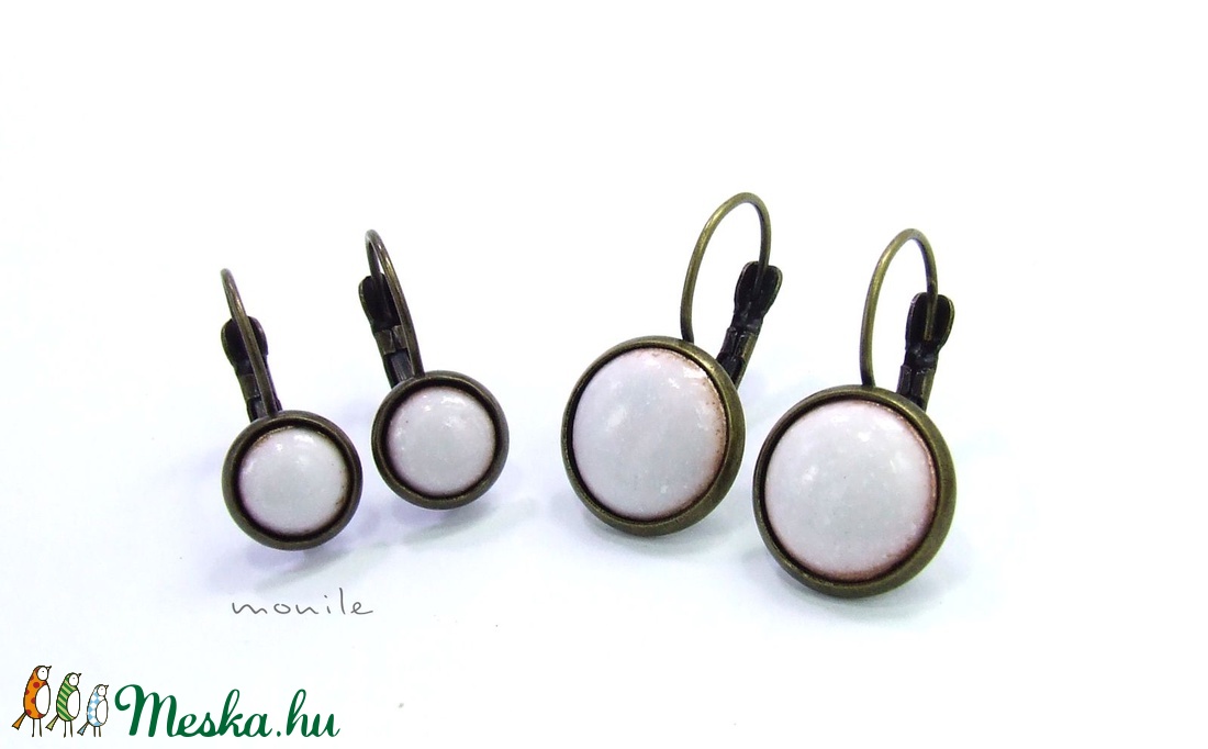 Hófehér tűzzománc fülbevaló -  - Meska.hu