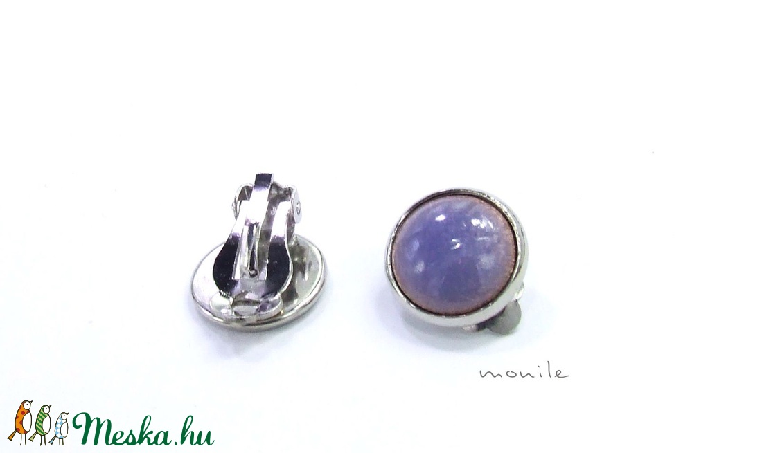 Klipsz tűzzománc fülbevaló - levendulakék - ékszer - fülbevaló - klipsz - Meska.hu