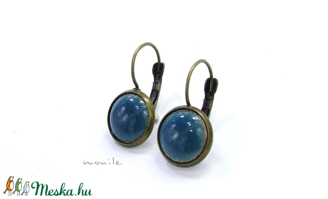 Kékeszöld tűzzománc fülbevaló -  - Meska.hu