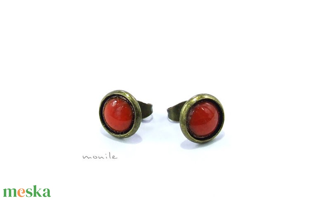 Narancs tűzzománc bedugós fülbevaló -  - Meska.hu