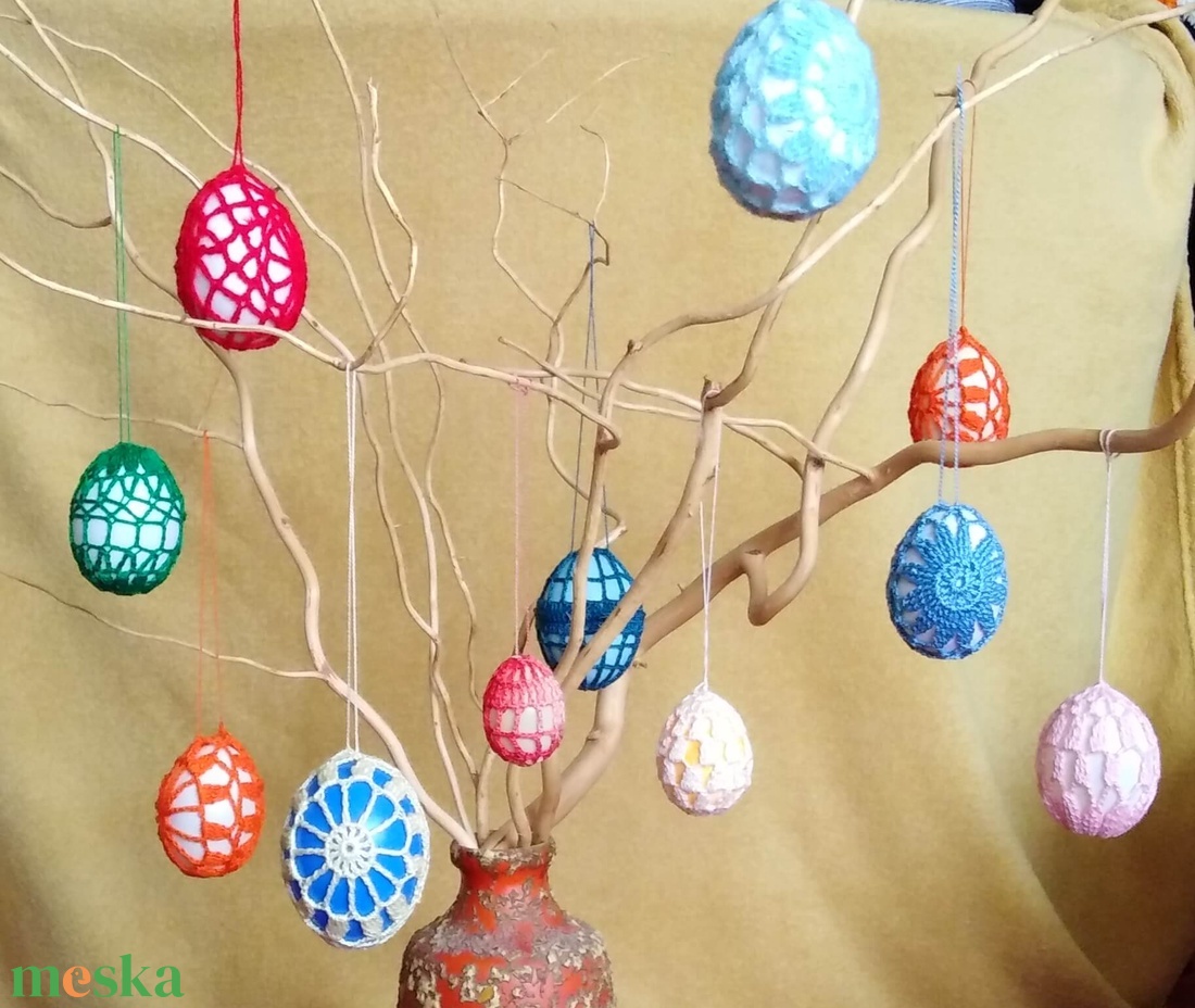 Horgolt tojások - otthon & életmód - dekoráció - asztal és polc dekoráció - asztaldísz - Meska.hu