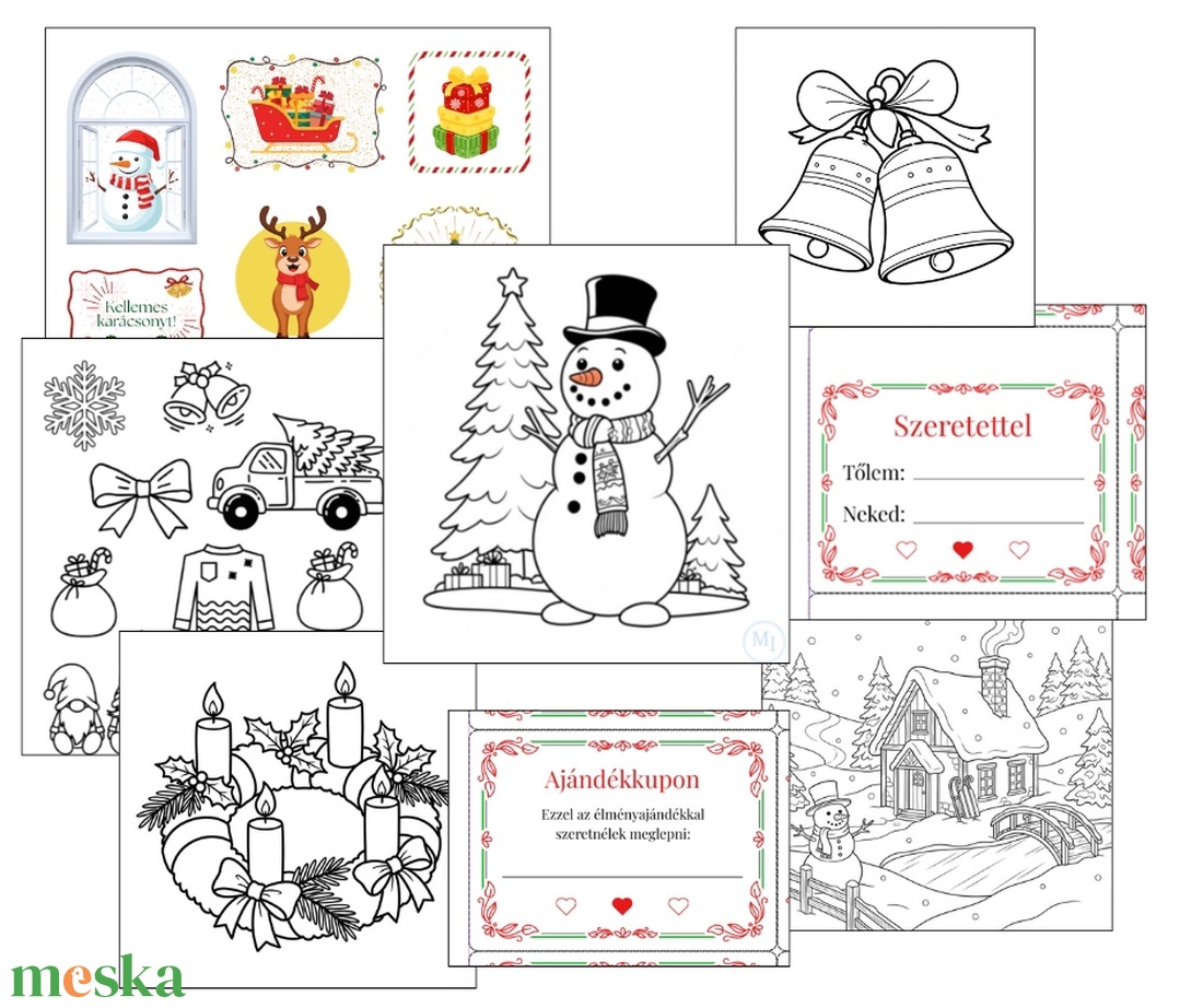 Hóember csomag - művészet - grafika & illusztráció - digitális - Meska.hu