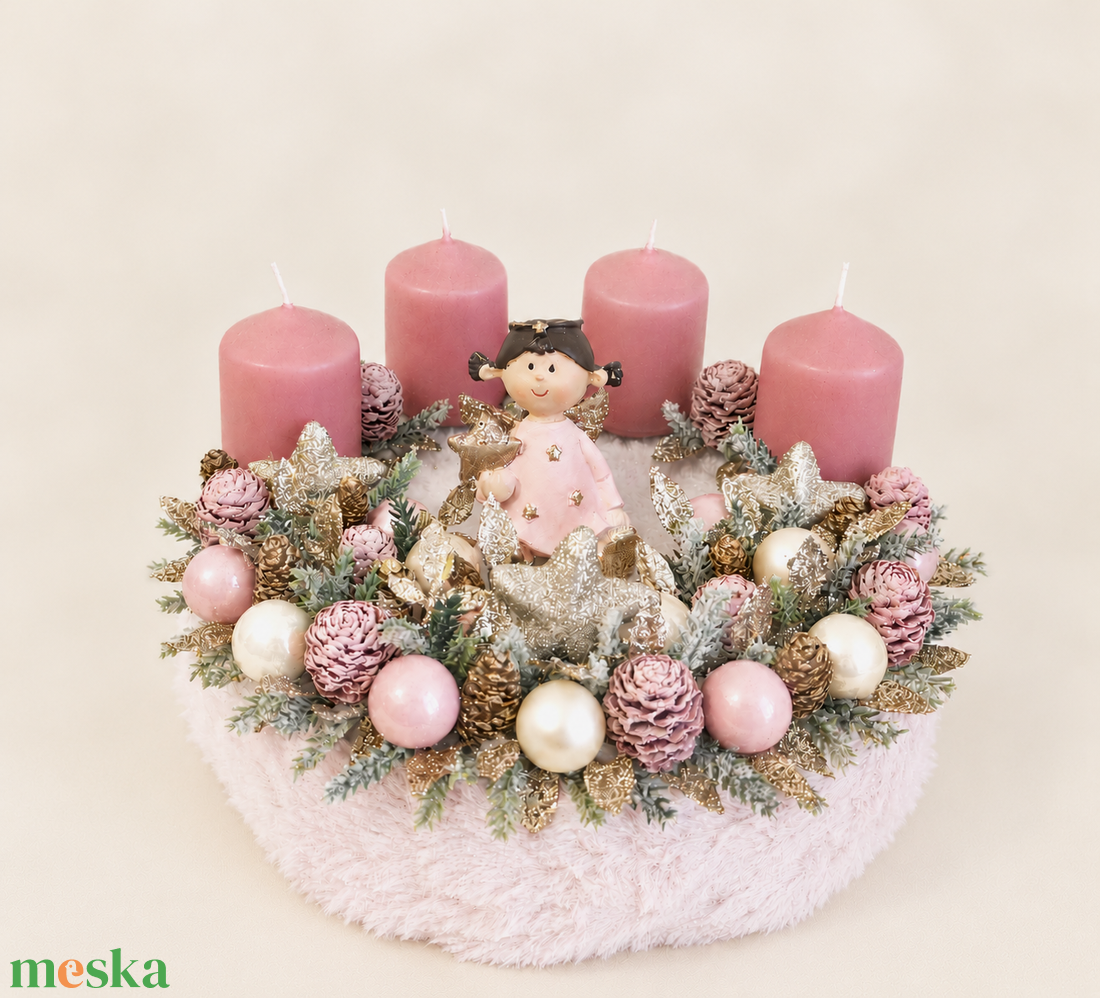 Adventi koszorú  - karácsony - karácsonyi lakásdekoráció - karácsonyi gyertyás asztaldísz - Meska.hu