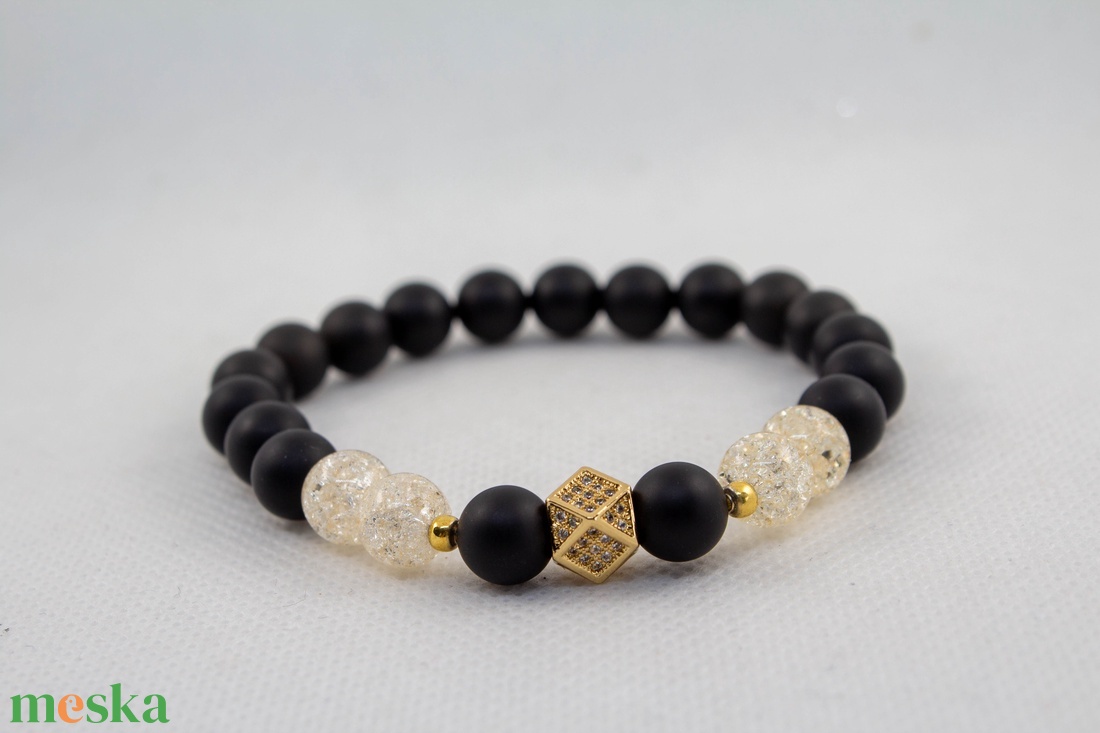 Matt ónix cirkónia karkötő - ékszer - karkötő - charm karkötő - Meska.hu