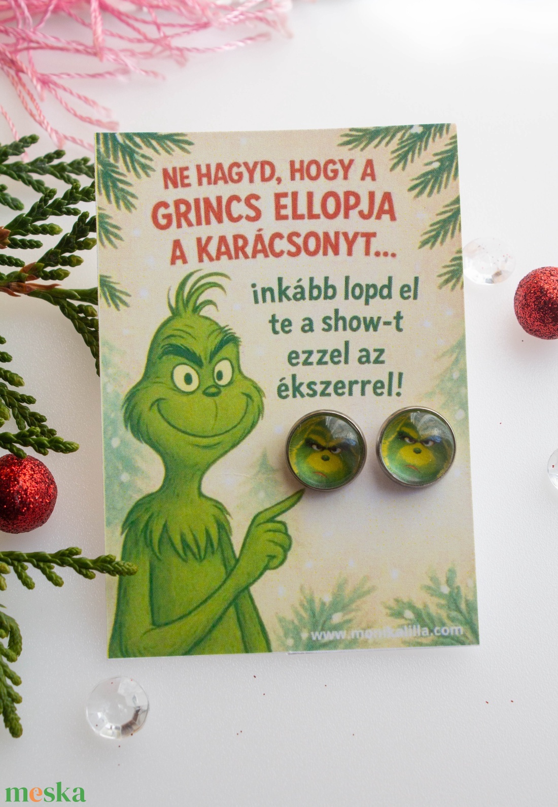 Grincs fülbevaló ajándékkártyával - ékszer - fülbevaló - pötty fülbevaló - Meska.hu Grincs fülbevaló ajándékkártyával - ékszer - fülbevaló - pötty fülbevaló - Meska.hu