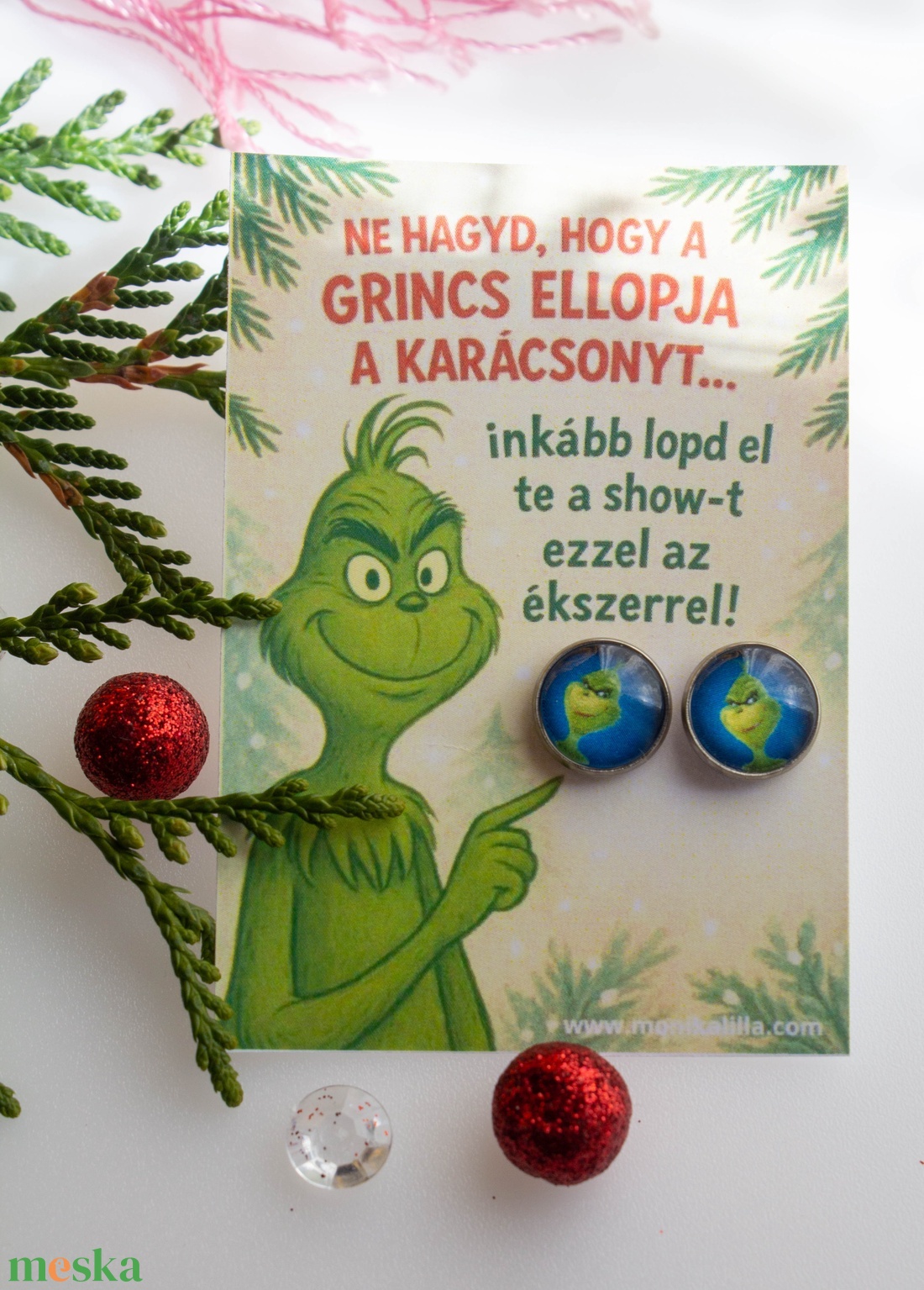Grincs fülbevaló ajándékkártyával - ékszer - fülbevaló - pötty fülbevaló - Meska.hu Grincs fülbevaló ajándékkártyával - ékszer - fülbevaló - pötty fülbevaló - Meska.hu