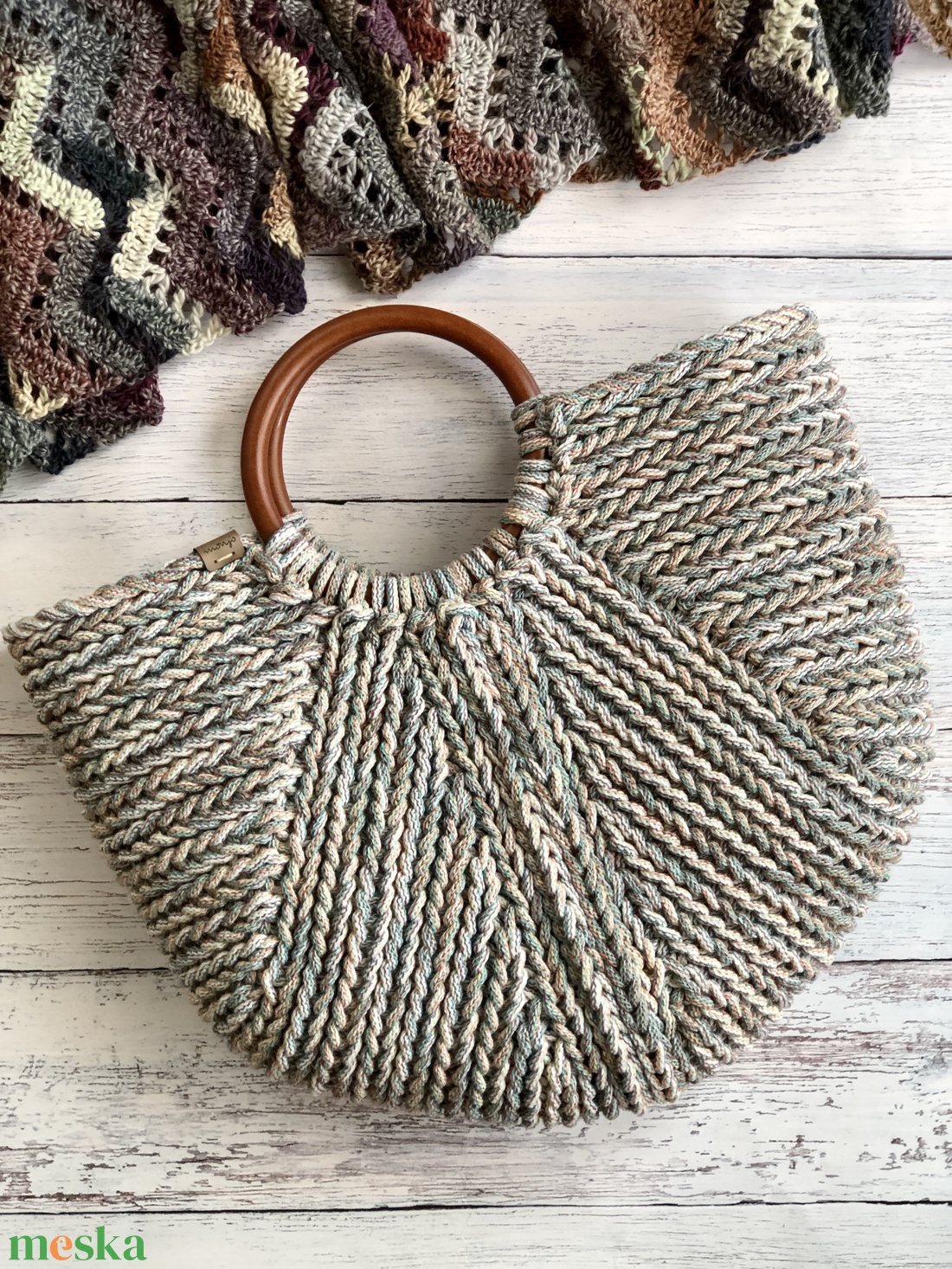 'Federica' horgolt kosártáska - nagy méret - táska & tok - kézitáska & válltáska - kézitáska - Meska.hu