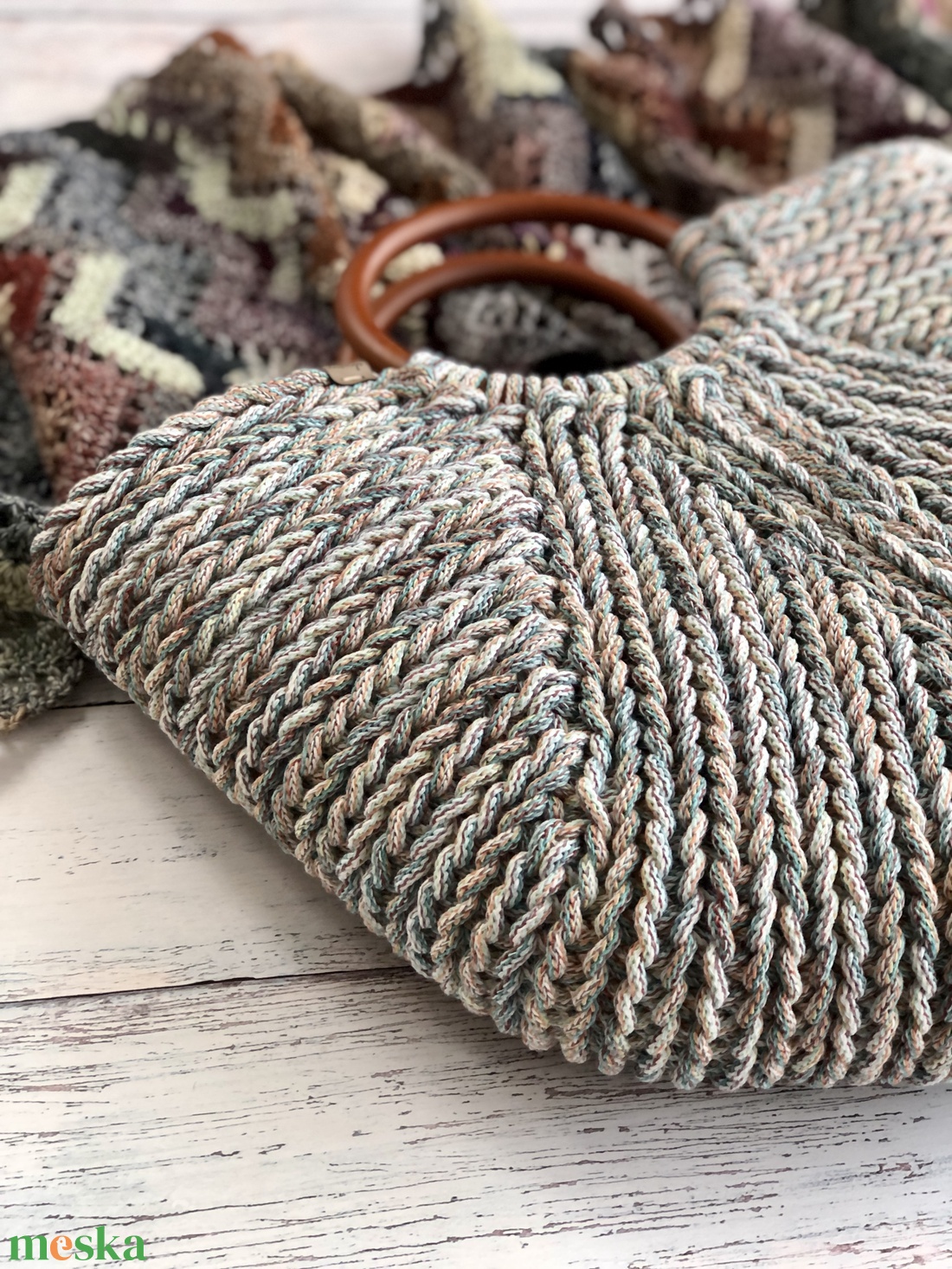 'Federica' horgolt kosártáska - nagy méret - táska & tok - kézitáska & válltáska - kézitáska - Meska.hu