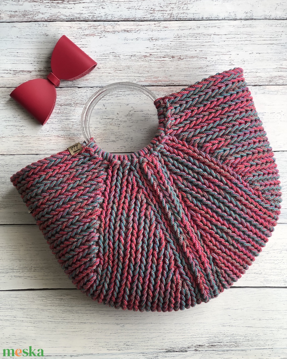 'Federica' horgolt kosártáska - nagy méret - táska & tok - kézitáska & válltáska - kézitáska - Meska.hu