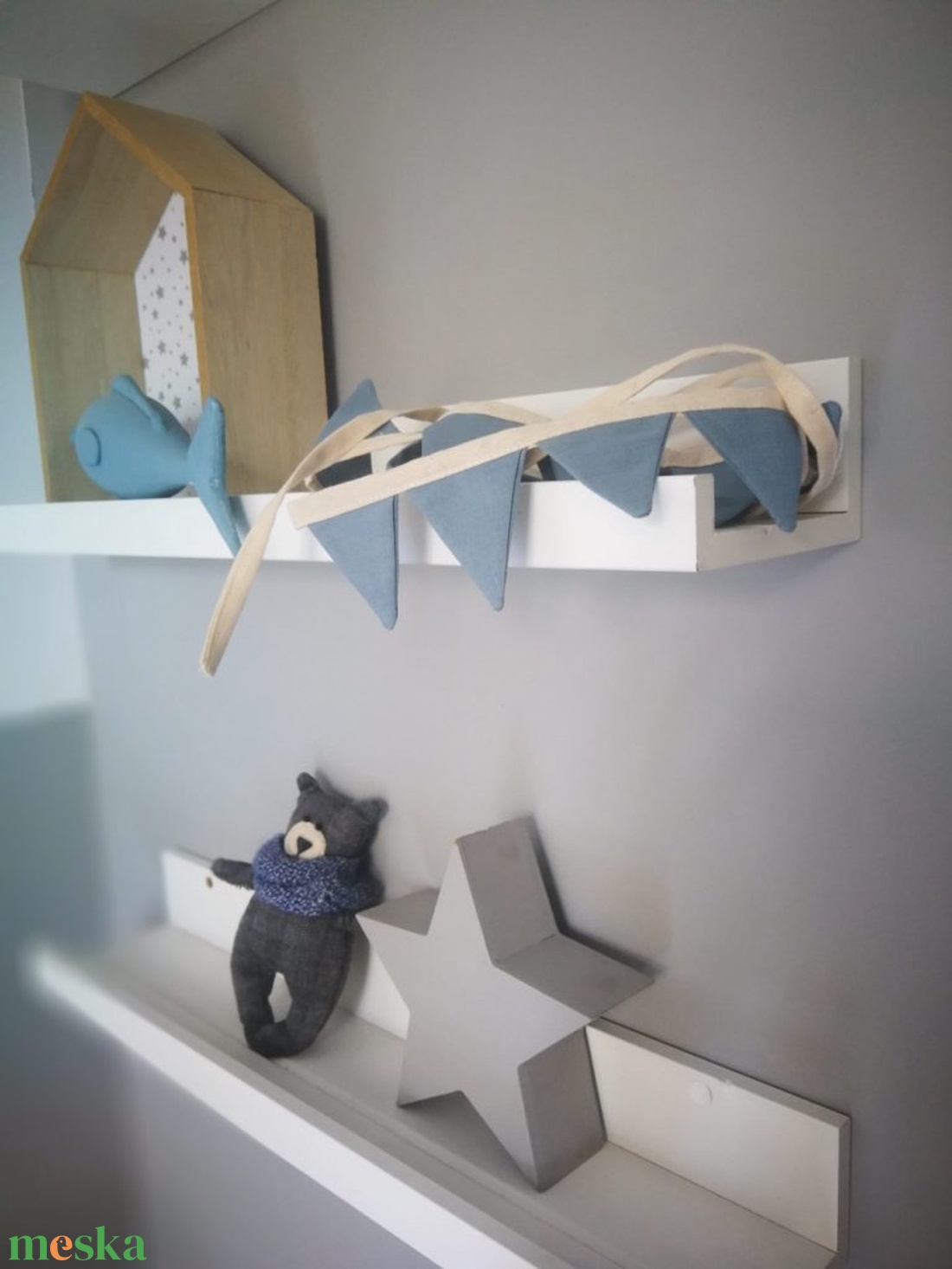 Zászlófüzér, Textil Girland Dekoráció, Babaszoba Dekor, MINI Háromszög Zászló - otthon & életmód - dekoráció - fali és függő dekoráció - girland, zászlófűzér - Meska.hu