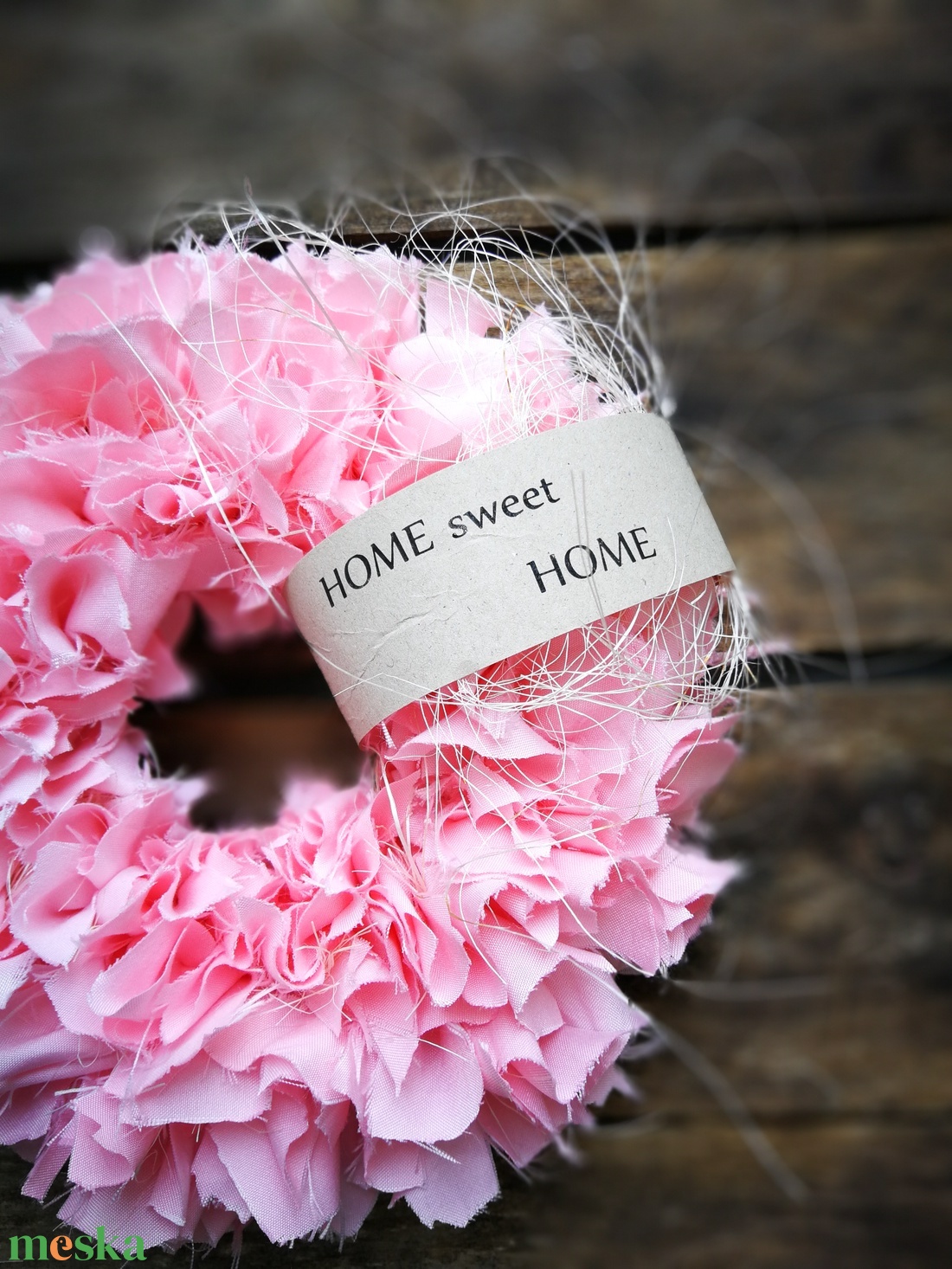 Textilszálas dekoráció, kopogtató, köszönönőajándék - 20 cm  - otthon & életmód - dekoráció - ajtó- és ablak dekoráció - ajtódísz & kopogtató - Meska.hu