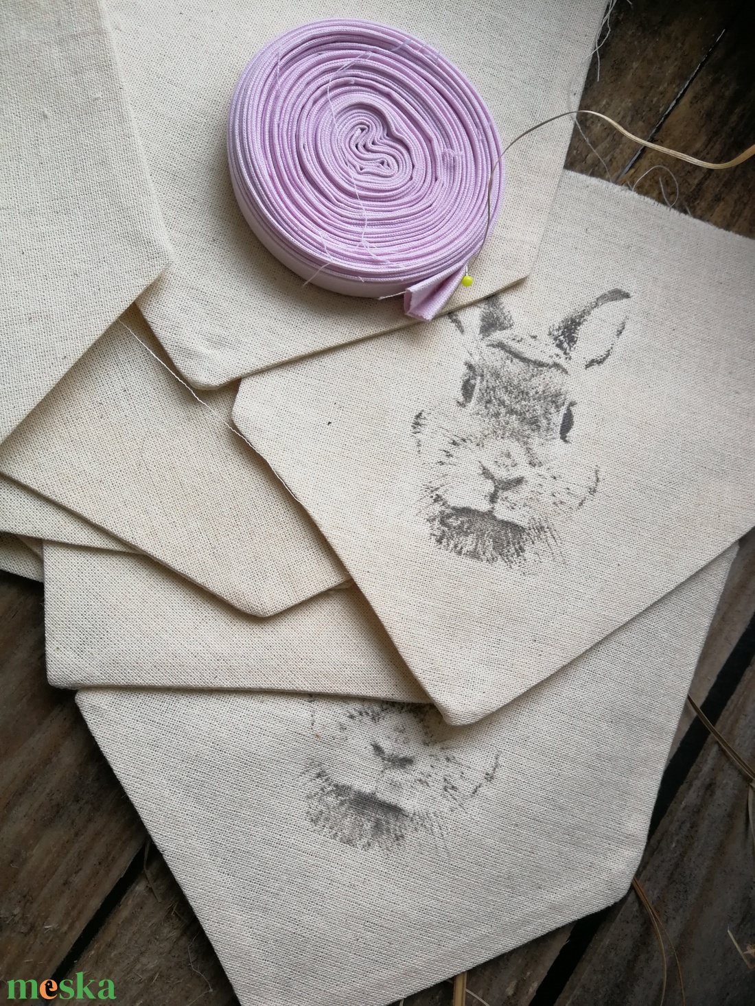 Tavaszi natúr kézműves girland, füzér  - otthon & életmód - dekoráció - fali és függő dekoráció - girland, zászlófűzér - Meska.hu