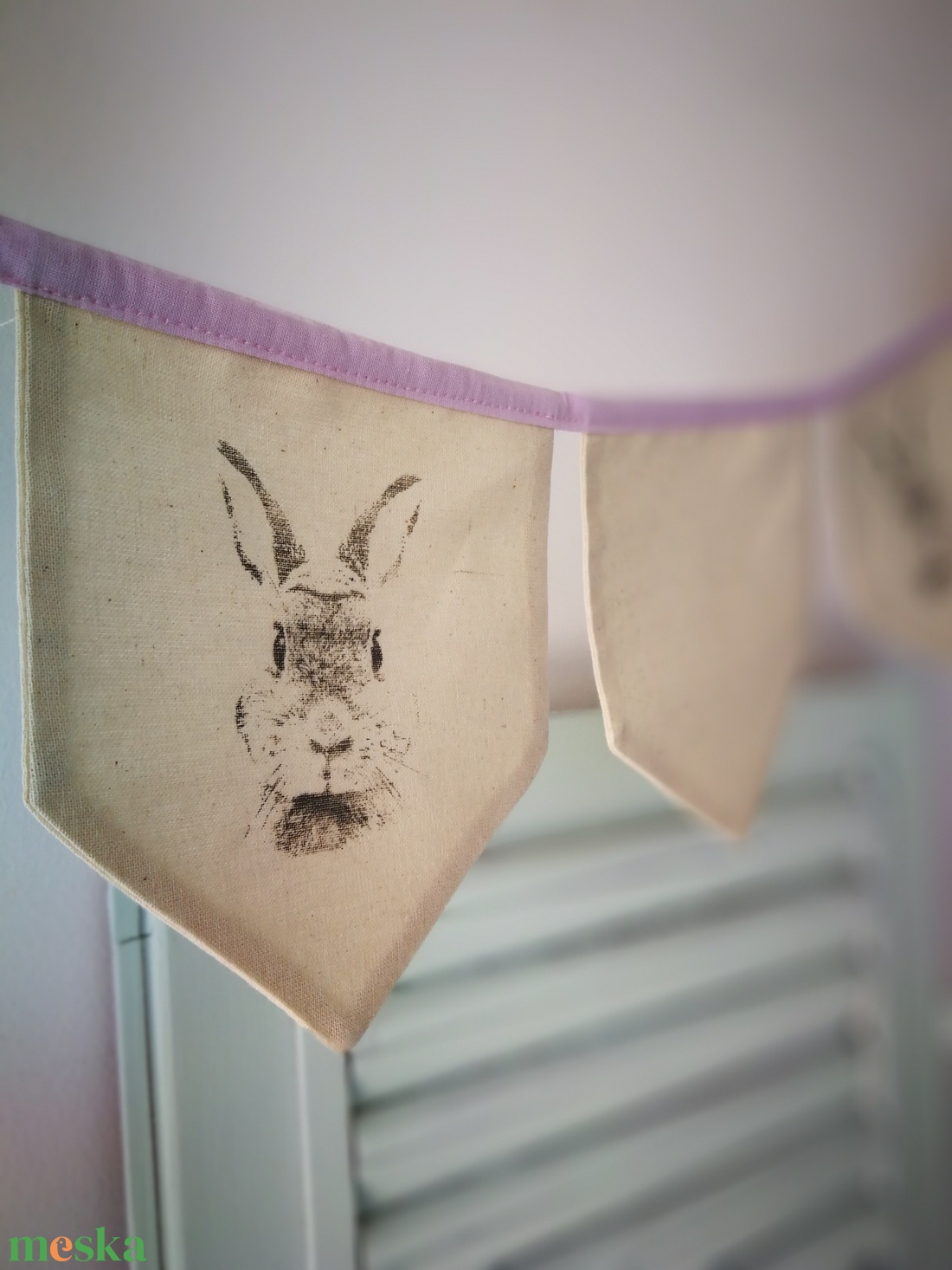 Tavaszi natúr kézműves girland, füzér  - otthon & életmód - dekoráció - fali és függő dekoráció - girland, zászlófűzér - Meska.hu