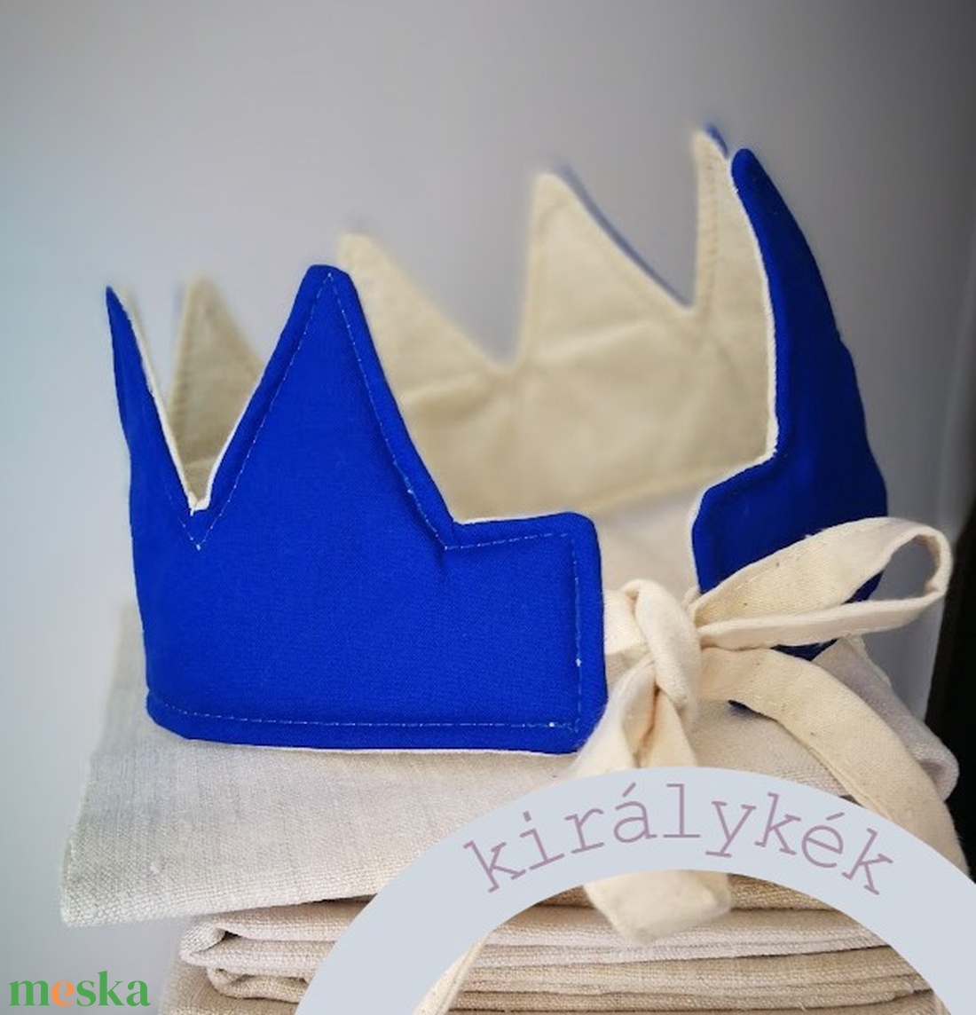 Textil korona, fejdísz - királykék - játék & sport - szerepjáték - Meska.hu