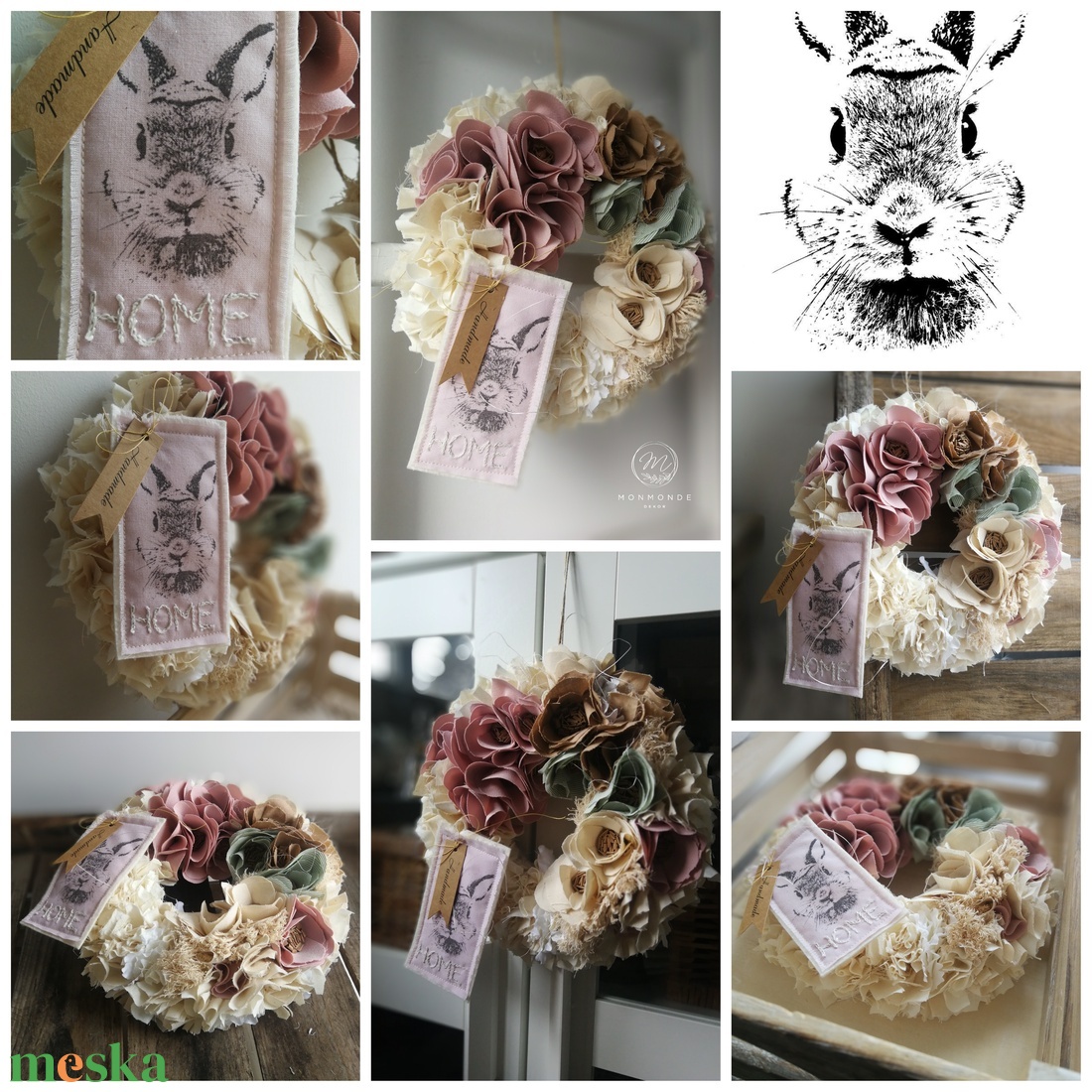 Tavaszi pasztell boho dekoráció - 26 cm - otthon & életmód - dekoráció - ajtó- és ablak dekoráció - ajtódísz & kopogtató - Meska.hu