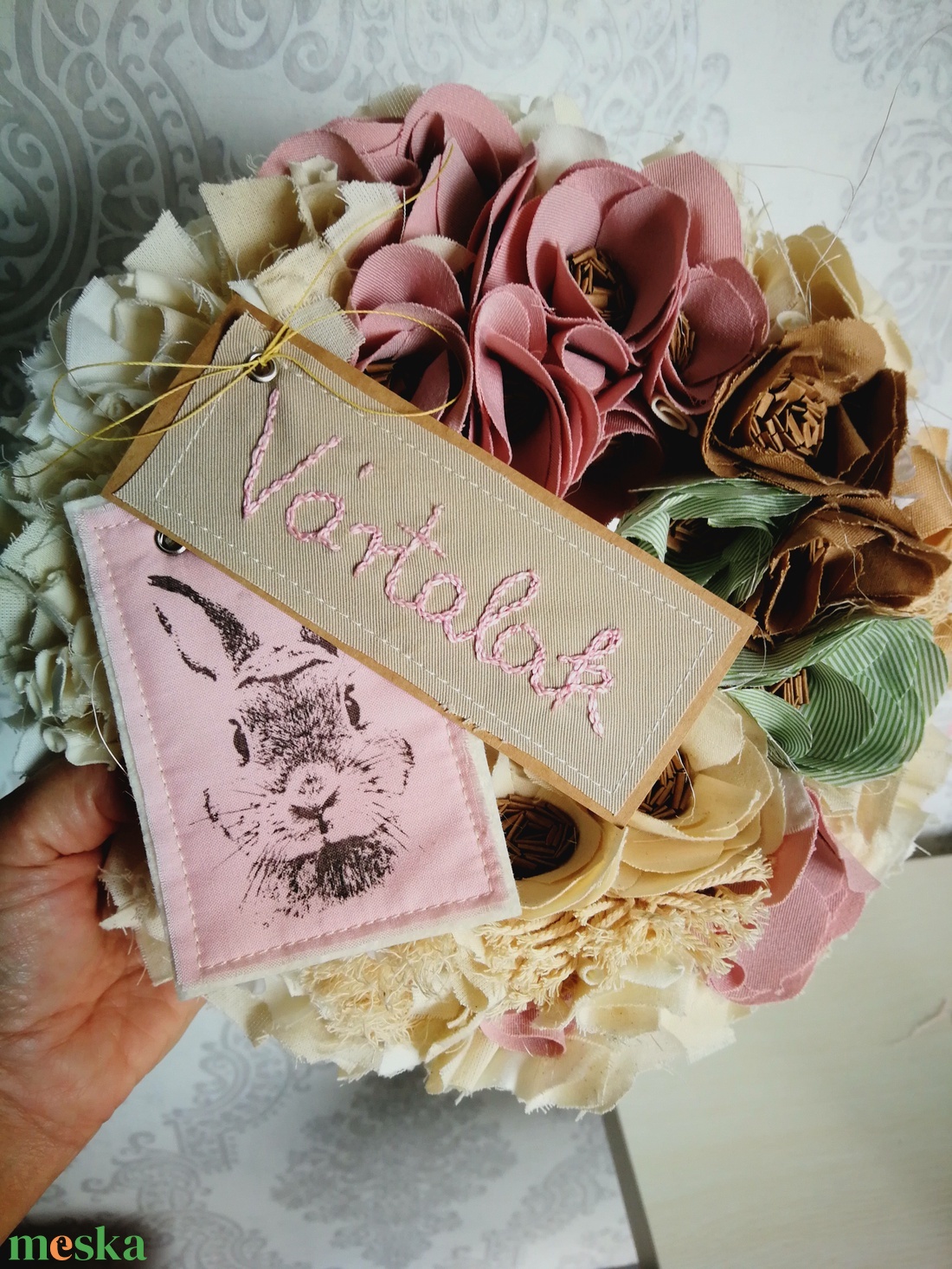 Tavaszi pasztell boho dekoráció - 26 cm - otthon & életmód - dekoráció - ajtó- és ablak dekoráció - ajtódísz & kopogtató - Meska.hu