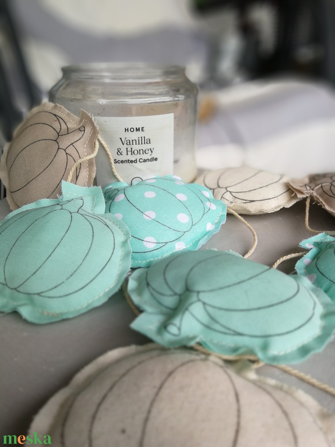 Őszi füzér, Textil Girland Dekoráció - Menta Szett - otthon & életmód - dekoráció - fali és függő dekoráció - girland, zászlófűzér - Meska.hu