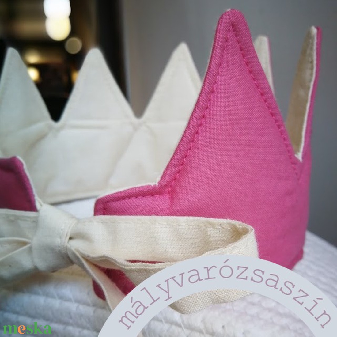 Textil korona, fejdísz - mályvarózsaszín  - játék & sport - szerepjáték - Meska.hu