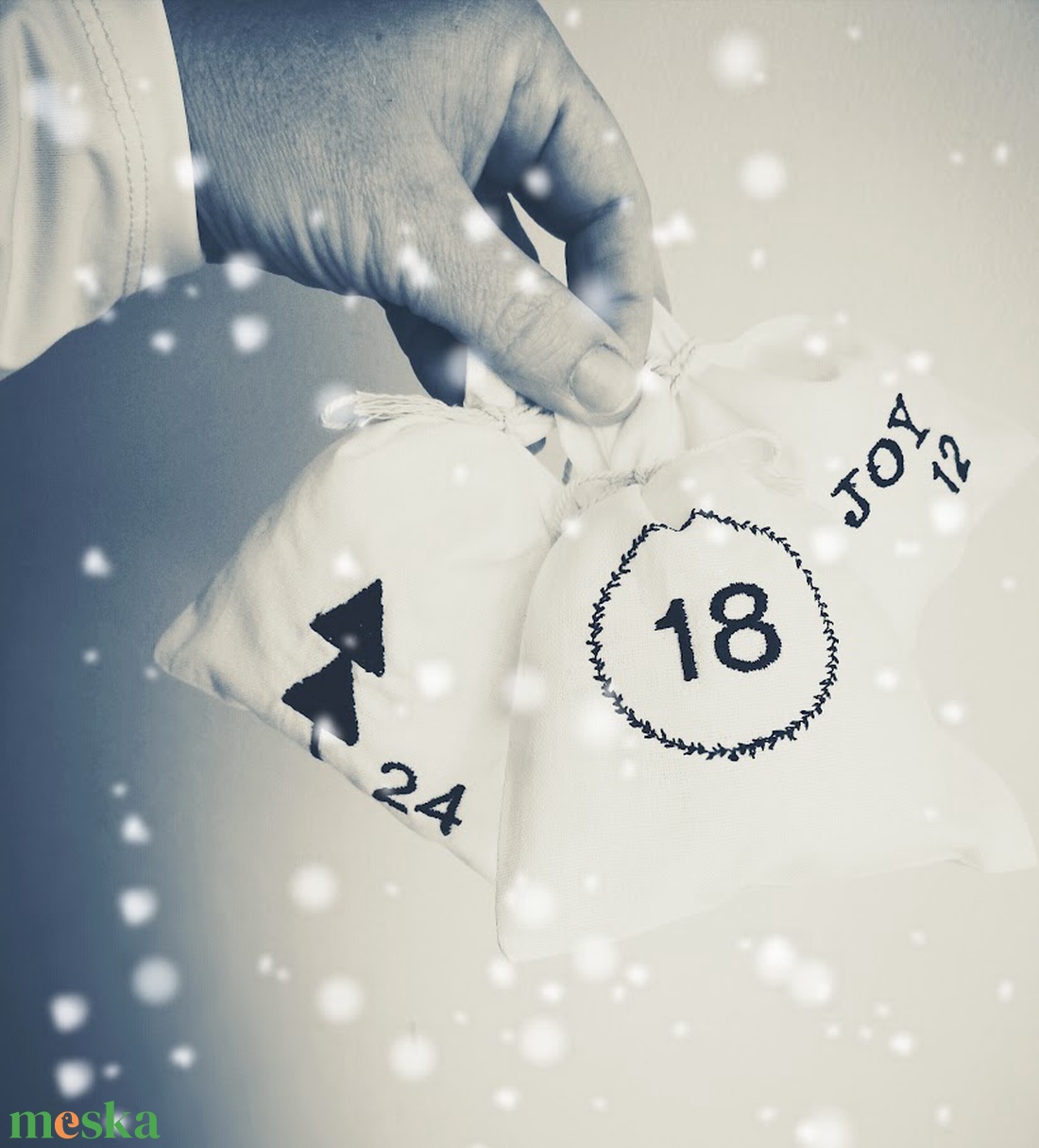 Adventi kalendárium szett, géppel hímzett skandináv - 24 darabos szett - karácsony - adventi díszek - adventi naptár - Meska.hu