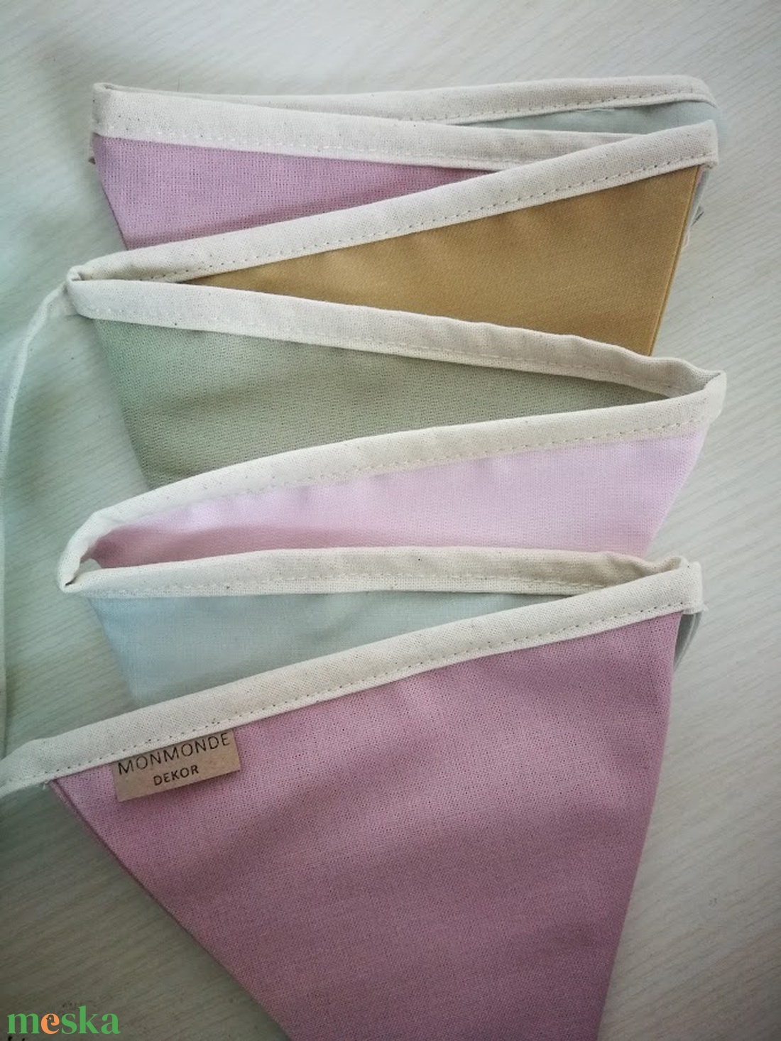 Zászlófüzér, Textil Girland Dekoráció, Babaszoba Dekor, Háromszög Zászló - baba - mama - babaszoba-dekoráció - babaszoba dekoráció - Meska.hu
