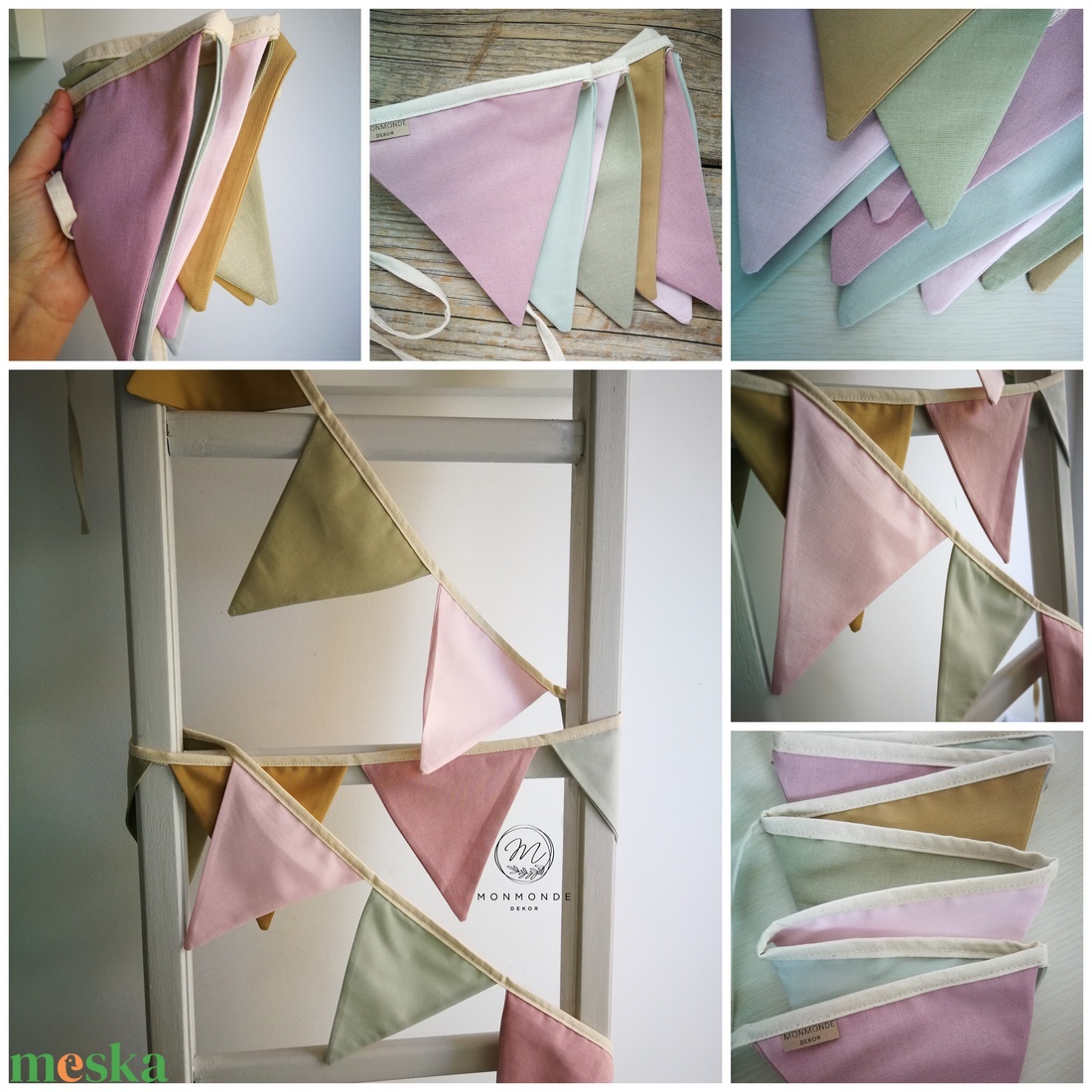 Zászlófüzér, Textil Girland Dekoráció, Babaszoba Dekor, Háromszög Zászló - baba - mama - babaszoba-dekoráció - babaszoba dekoráció - Meska.hu