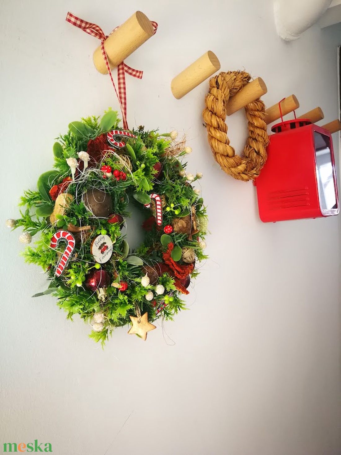 Kézműves karácsonyi kopogtató  hagyományos téli ajtódísz - karácsony - karácsonyi lakásdekoráció - karácsonyi ajtódíszek - Meska.hu